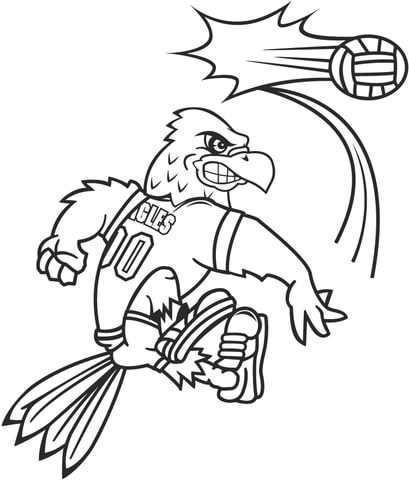 Bird With Volley Ball  Coloring Page